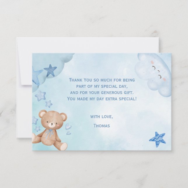 Aquarell Blaue Teddybären Dankeskarte (Vorderseite)