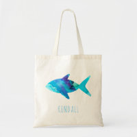 Aquarell Blauer Fischfang Leben Kinder Personalisi