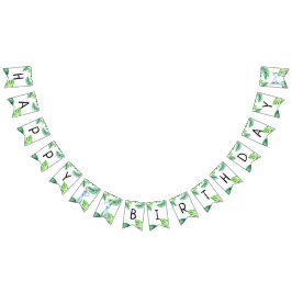 Aquarell Blauer Trex Grüne Kinder 3. Geburtstag Wimpelkette