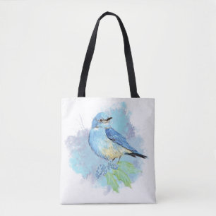 Aquarell Blaues Vogel Schön Blau Garten Vogel Kuns