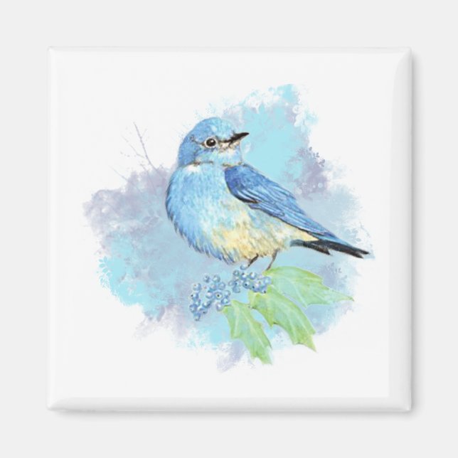 Aquarell Blaues Vögelchen Hübsche Blaue Garten Vog Magnet (Vorne)