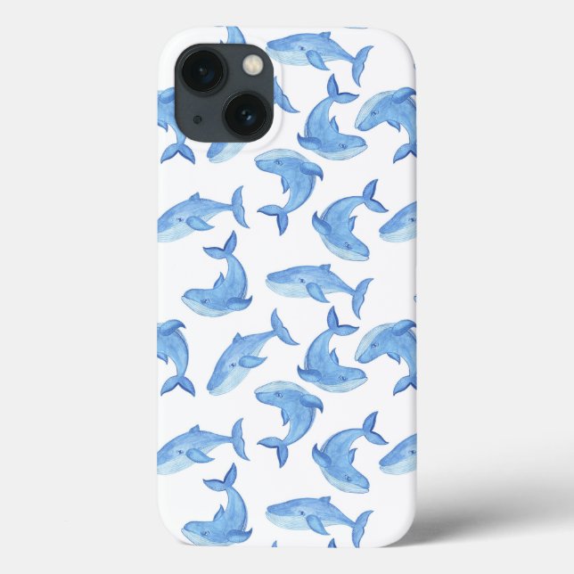 Aquarell-Blauwal-Muster Case-Mate iPhone Hülle (Rückseite)