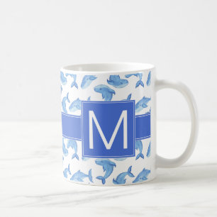 Aquarell-Blauwal-Muster Kaffeetasse