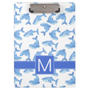 Aquarell-Blauwal-Muster Klemmbrett