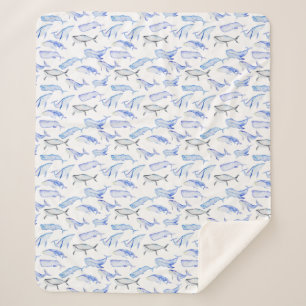 Aquarell-Blauwal-Muster Sherpadecke