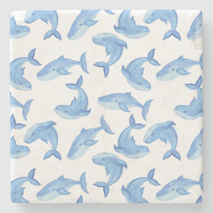 Aquarell-Blauwal-Muster Steinuntersetzer