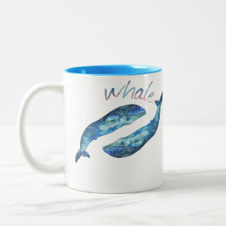Aquarell-Blauwal Zweifarbige Tasse