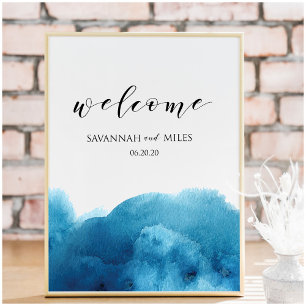 Aquarell Blauwasch-Willkommensposter anpassbar Poster