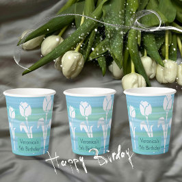 Aquarell Blue Birthday Kids Tulip Papier Becher