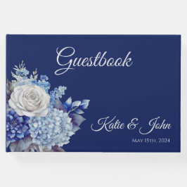 Aquarell Blue Blume Bouquet-Wedding - Gästebuch