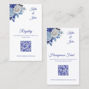 Aquarell Blue Blume Bouquet-Wedding Registry- Visitenkarte