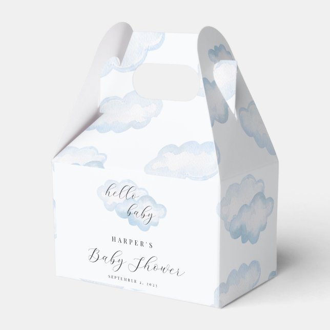 Aquarell Blue Cloud Baby Duschbox Geschenkschachtel (Vorderseite)