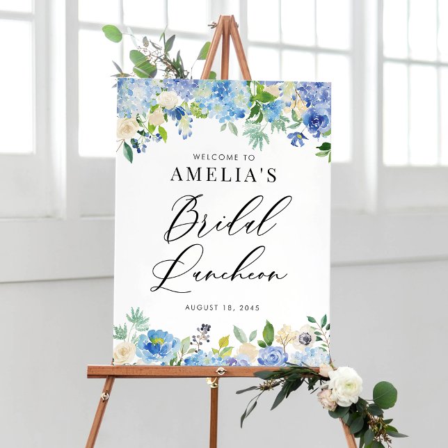 Aquarell Blue Hydrangeas Bridal Luncheon Willkomme Poster (Von Creator hochgeladen)