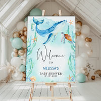 Aquarell Blue Ocean Sea Baby Dusche Willkommen