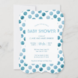 Aquarell Blue Polka Dot Niedlich Babydusche Einladung
