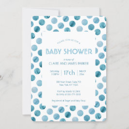 Aquarell Blue Polka Dot Niedlich Babydusche Einladung