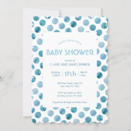 Aquarell Blue Polka Dot Niedlich Babydusche Einladung