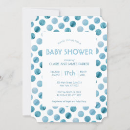 Aquarell Blue Polka Dot Niedlich Babydusche Einladung