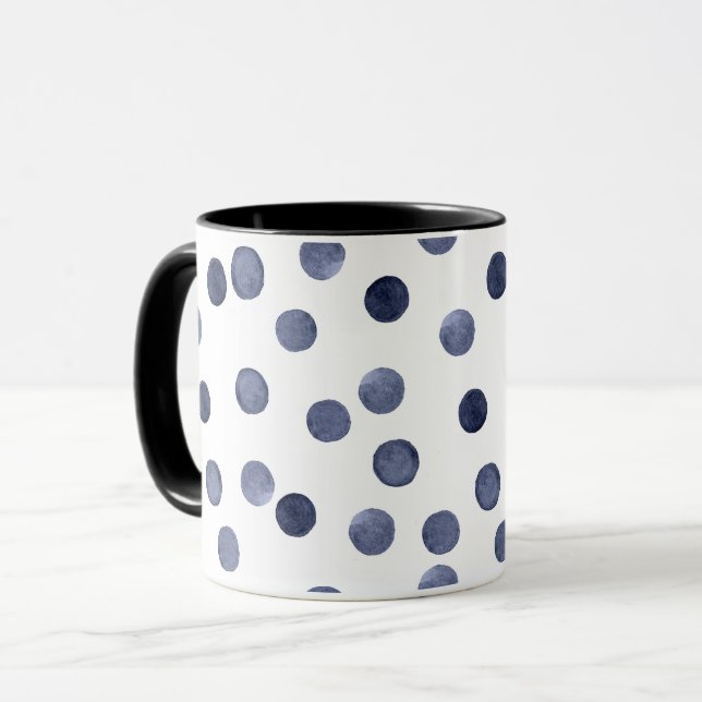 Aquarell Blue Polka dot Tasse (Vorderseite Links)