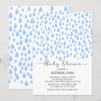 Aquarell Blue Raindrops Boys Baby Shower