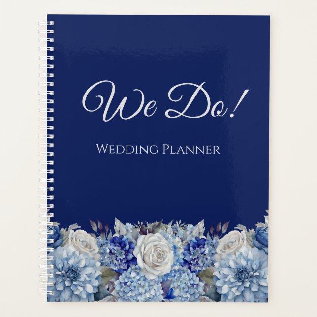 Aquarell BlueFlower Bouquet- Wedding- Planer (Vorderseite)