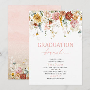 Aquarell Blume Abschluss Brunch Babydusche Einladung