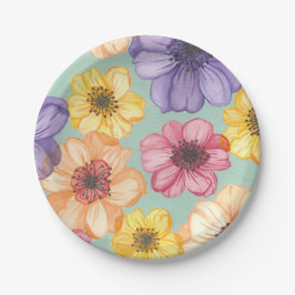Aquarell-Blume auf Aqua Paper-Tellern Pappteller