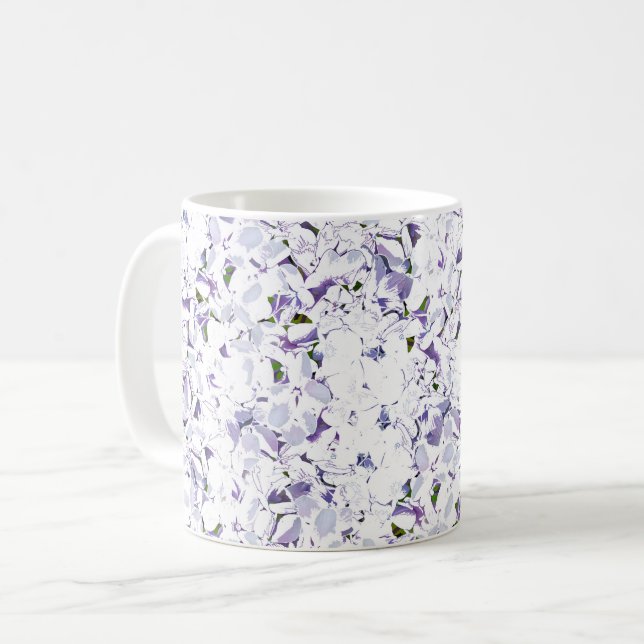 Aquarell Blume aus Hydrangeas. Kaffeetasse (Vorderseite Links)