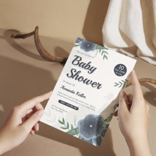 Aquarell Blume Babydusche Einladung