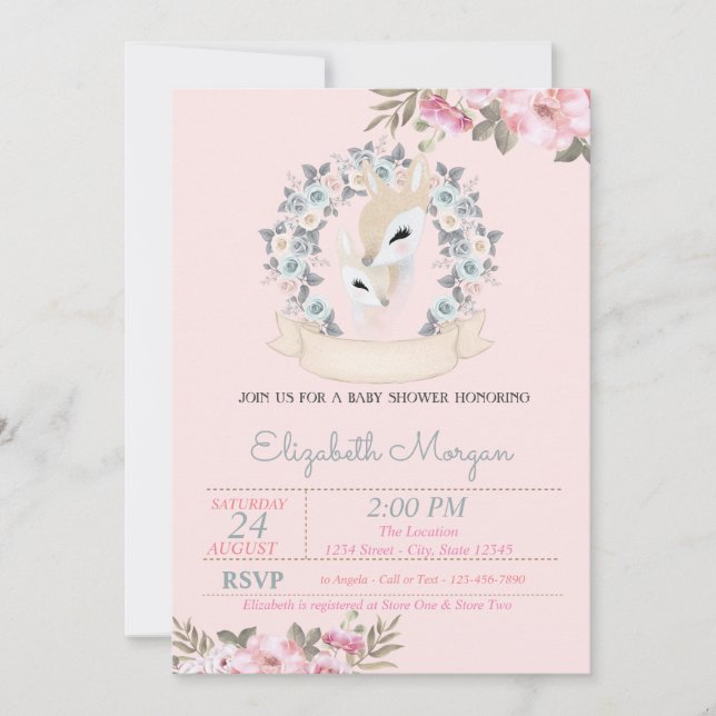 Aquarell Blume Babykleide Babydusche Einladung (Vorderseite)