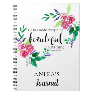 Aquarell-Blume-Bibel mit personalisiertem Chic Notizblock