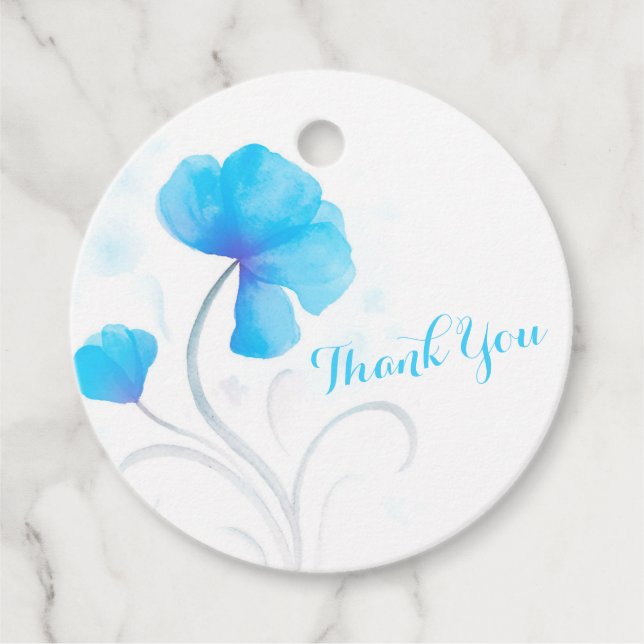 Aquarell Blume Blue Hochzeit Vielen Dank Geschenkanhänger (Vorderseite)