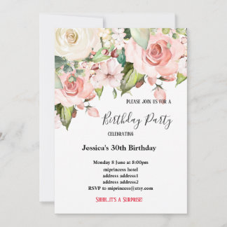 Aquarell-Blume, Blumengeburtstag Einladung