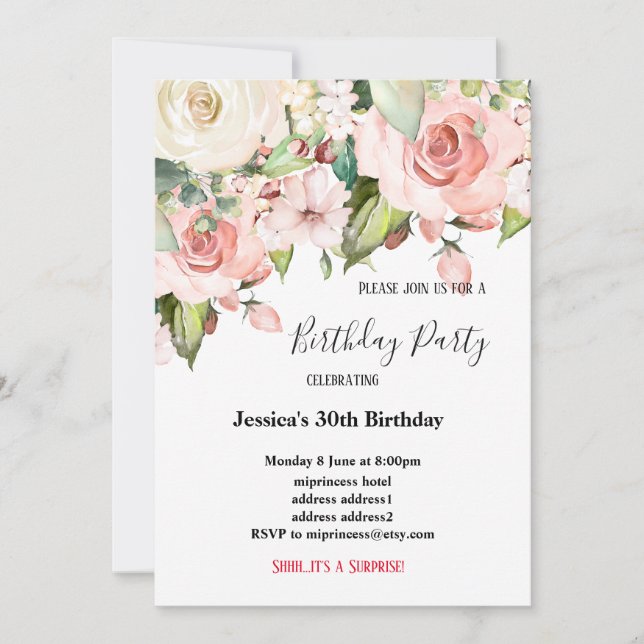 Aquarell-Blume, Blumengeburtstag Einladung (Vorderseite)