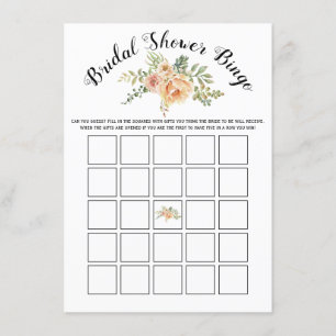 Aquarell-Blume Brautparty-Bingokarte Begleitkarte