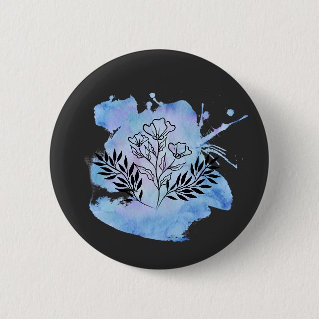 Aquarell-Blume Button (Vorderseite)