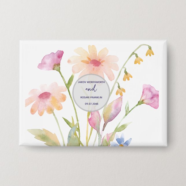 Aquarell-Blume editierbar Button (Vorderseite)