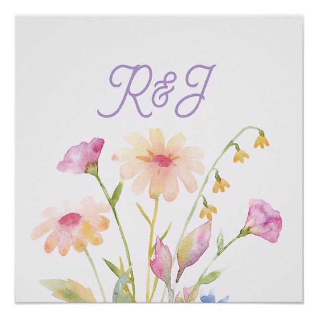 Aquarell-Blume editierbar  Poster (Vorderseite)