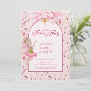 Aquarell Blume Fee Babydusche Einladung