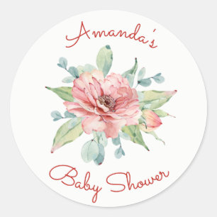 Aquarell Blume Floral Baby Dusche Runder Aufkleber