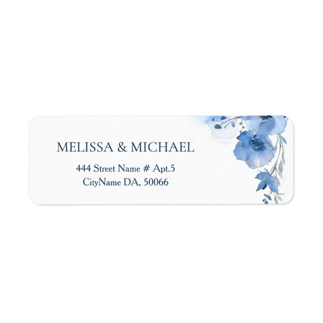 Aquarell-Blume in Blau |  Hochzeit (Vorne)