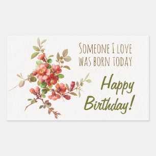 Aquarell-Blume Jemand I Liebe Geburtstag Rechteckiger Aufkleber