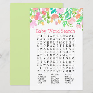 Aquarell Blume Kinderdusche Word Search Game