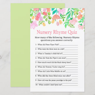 Aquarell Blume Kinderzimmer Rhyme Quiz Babydusche