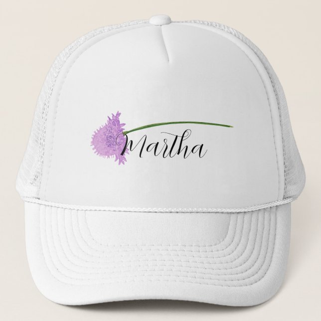 Aquarell-Blume mit Ihrem Namen Trucker Hat Truckerkappe (Vorderseite)