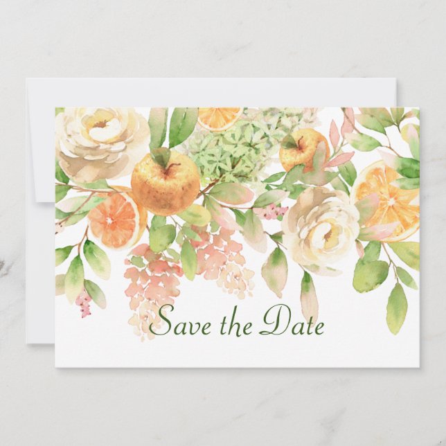 Aquarell Blume Obst und Garten Save The Date (Vorderseite)
