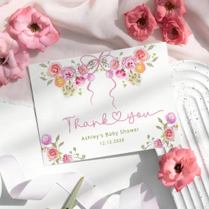 Aquarell Blume Pink Babydusche Danke
