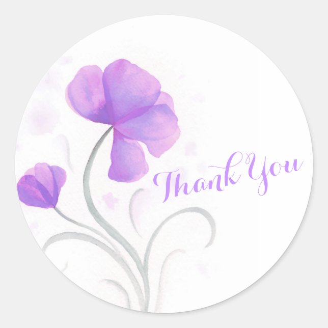 Aquarell Blume rosa Hochzeit danke Ihnen Aufkleber (Vorderseite)