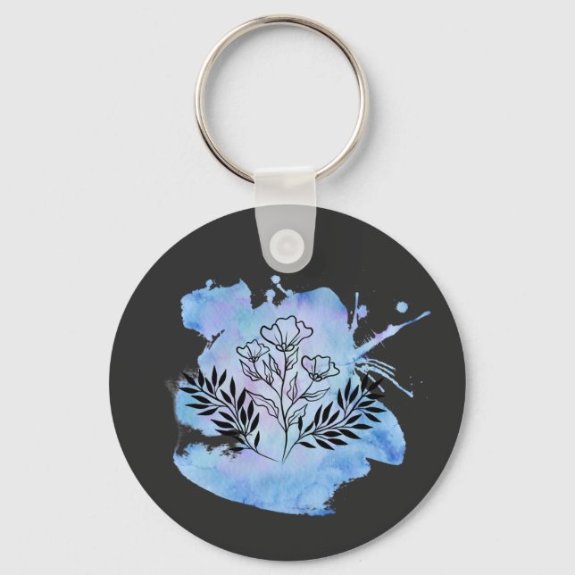Aquarell-Blume Schlüsselanhänger (Vorderseite)