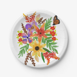 Aquarell-Blumen 02 individuelle Papierplatten 7" Pappteller